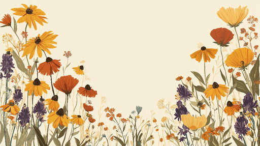 Papier peint champêtre Un harmonieux bouquet de fleurs colorées sur fond doux