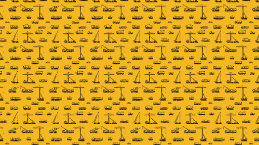 Papier peint chantier Motifs de véhicules de construction sur fond jaune
