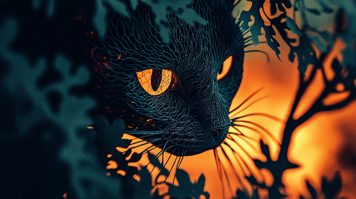 Papier peint chat artistique Un design captivant aux couleurs chatoyantes