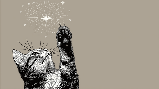 Papier peint chat magique Un chat espiègle tentant d’attraper des étoiles scintillantes
