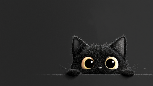 Papier peint chat noir Adorable illustration d'un chat curieux aux grands yeux ronds