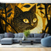 Papier peint silhouette féline illuminée avec motif de chat pour salon moderne