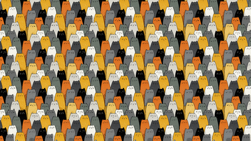 Papier peint chatons Un motif ludique et coloré de chats au style graphique