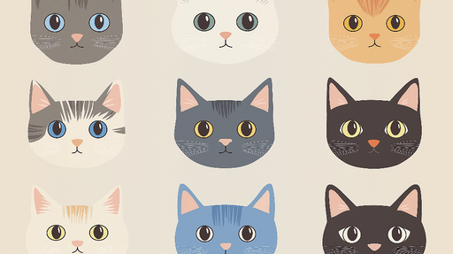 Papier peint chats colorés Têtes de chats stylisées aux couleurs variées