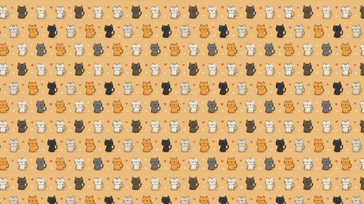 Papier peint chats mignons Motif répétitif de chats adorables sur fond orange