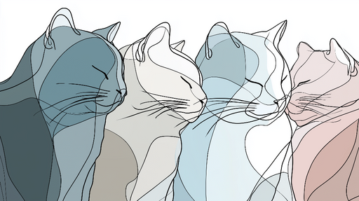 Papier peint chats minimalistes Silhouettes de chats en lignes abstraites