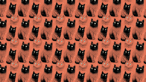 Papier peint chats Motif ludique de chats colorés sur fond rose