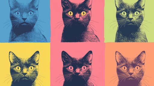 Papier peint chats pop art Motifs de chats colorés en style graphique