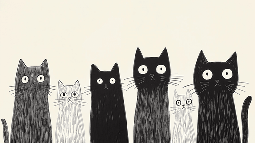 Papier peint chats Un ensemble ludique de chats aux traits graphiques
