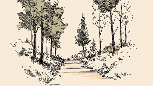 Papier peint chemin forestier Nature en noir et blanc avec une touche de verdure