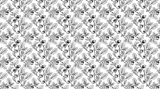 Papier peint chêne et glands Motif noir et blanc raffiné sur fond clair