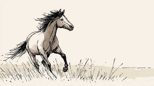 Papier peint cheval Illustration artistique d'un cheval galopant dans un champ