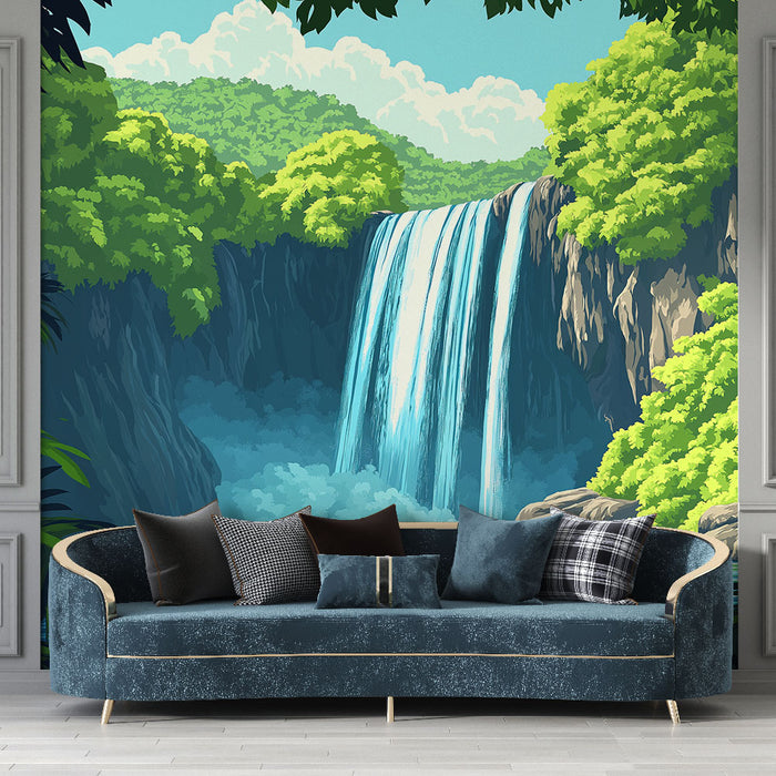 Papier peint mural cascade pour murs 3D paysage naturel impression décalcomanies décoration intérieure papier peint photo Papier peint mural cascade pour murs 3D paysage naturel impression décalcomanies décoration intérieure papier peint photo