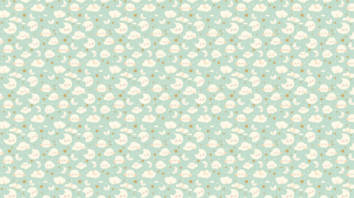 Papier peint ciel nocturne Motif de nuages, lunes et étoiles souriantes