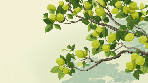 Papier peint citronnier Branches de citronniers vertes et feuillage luxuriant