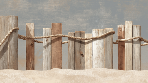 Papier peint clôture en bois Panneaux en bois naturels et corde décorative