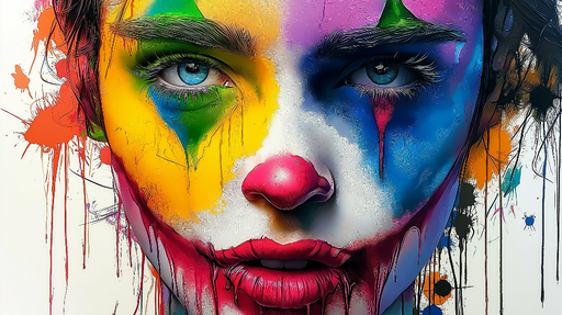 Papier peint clown Visage de clown coloré et artistique avec éclaboussures
