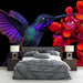 Papier peint colibri coloré avec fleurs rouges pour chambre moderne et élégante