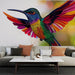 Papier peint colibri coloré avec des plumes vibrantes pour salon moderne