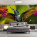 Papier peint colibri vibrant avec fleurs colorées pour chambre moderne