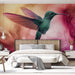 Papier peint colibri vibrant sur fond abstrait aux couleurs fusionnées pour chambre moderne