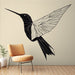 Papier peint design géométrique colibri noir et blanc pour décoration murale moderne.