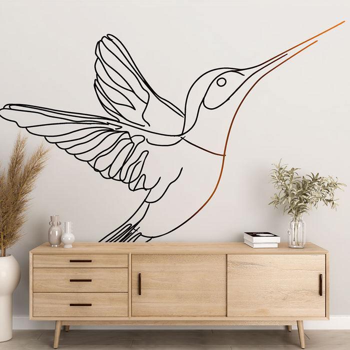 Papier peint minimaliste colibri en vol pour décoration murale moderne salon