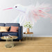 Papier peint colibri stylisé avec plumes légères et couleurs pastels pour salon moderne