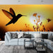 Papier peint colibri silhouette au coucher de soleil pour salon moderne et élégant