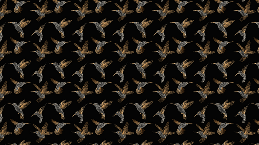 Papier peint colibris Motif de colibris en vol sur fond noir