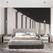 Papier peint minimaliste avec motif de colonnes blanches en perspective pour chambre moderne