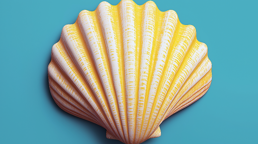 Papier peint coquillage Coquillage blanc et jaune sur fond turquoise