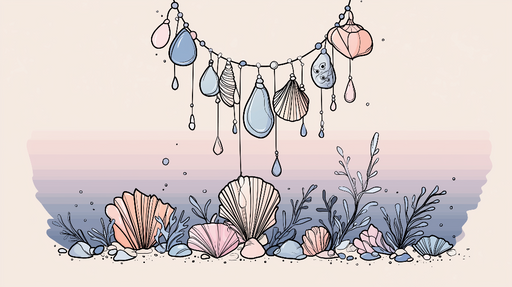 Papier peint coquillages Décoration marine délicate avec coquillages et algues