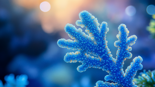 Papier peint corail aquatique Motif de corail bleu avec jeux de lumière