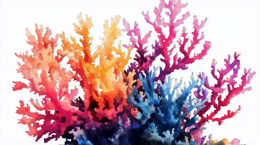 Papier peint corail coloré Illustration aquarelle de coraux vibrants
