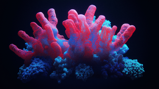 Papier peint corail coloré Motif artistique de corail en rouge et bleu