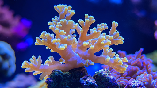 Papier peint corail Corail vivant en nuances de jaune et blanc