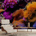 Papier peint corail avec couleurs vibrantes d'un récif sous-marin pour salon moderne