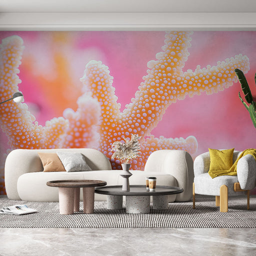Papier peint corail avec détails colorés pour salon moderne et élégant