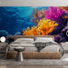 Papier peint corail écosystème sous-marin vibrant avec coraux colorés pour chambre moderne.