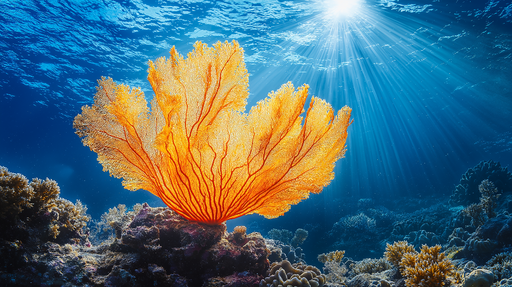 Papier peint corail Élégant corail orange lumineux avec des contrastes marins