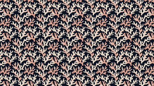 Papier peint corail Élégants motifs de corail sur fond marine