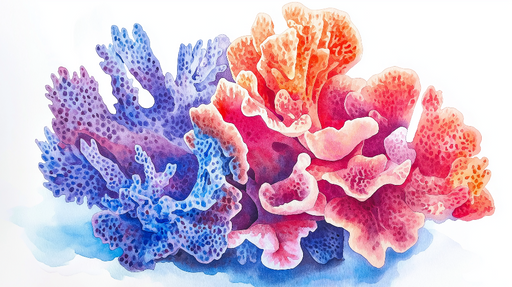 Papier peint corail Illustration aquarelle de coraux colorés