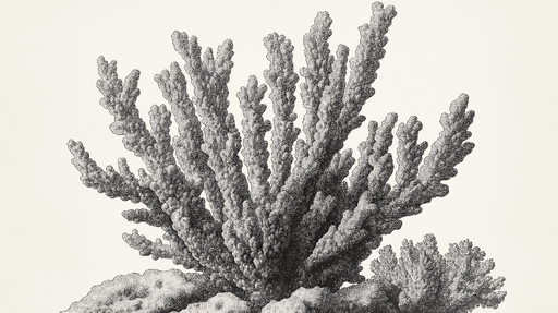 Papier peint corail Illustration de corail détaillée en noir et blanc