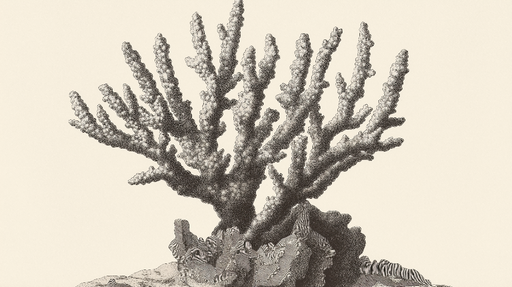 Papier peint corail Illustrations délicates de coraux en noir et blanc