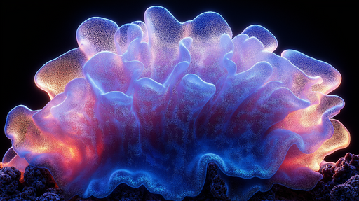 Papier peint corail luminescent Motif abstrait aux teintes vibrantes de bleu et rose