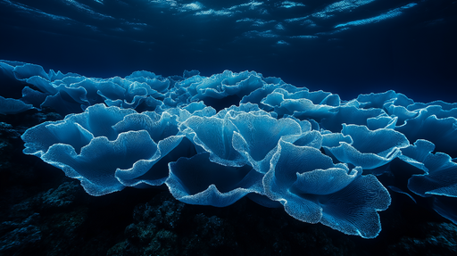 Papier peint corail marin Motif de coraux bleu lumineux sous l'eau