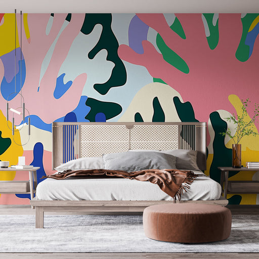 Papier peint corail coloré avec motifs inspirés des coraux marins pour chambre moderne