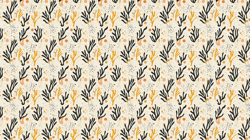 Papier peint corail Motif de corail abstrait avec des touches de couleur terre et noir