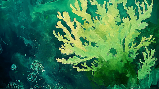 Papier peint corail Motif de corail abstrait en nuances de vert et bleu